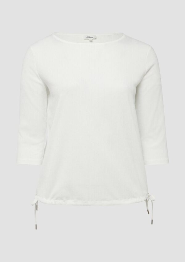 Strukturierte Shirt-Bluse mit U-Boot-Ausschnitt