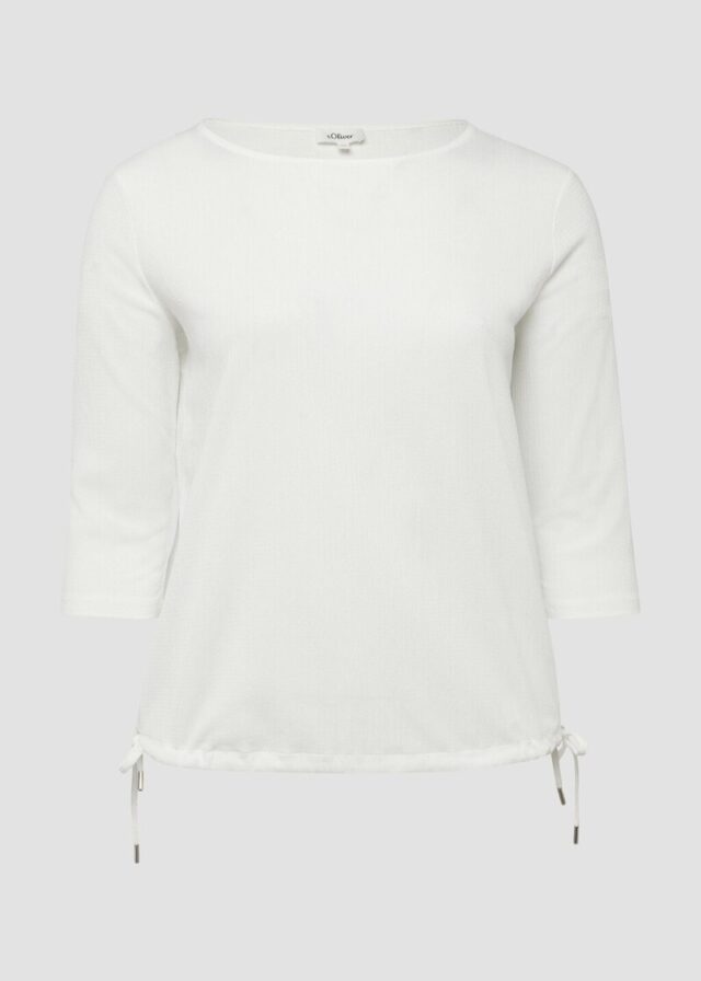 Strukturierte Shirt-Bluse mit U-Boot-Ausschnitt