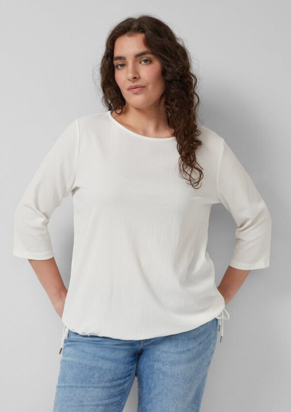 Strukturierte Shirt-Bluse mit U-Boot-Ausschnitt