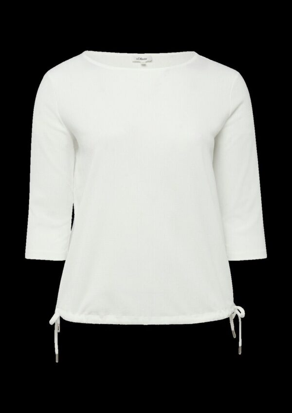 Strukturierte Shirt-Bluse mit U-Boot-Ausschnitt