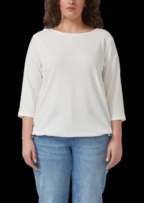 Strukturierte Shirt-Bluse mit U-Boot-Ausschnitt