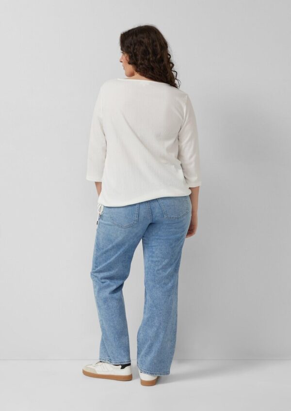 Strukturierte Shirt-Bluse mit U-Boot-Ausschnitt