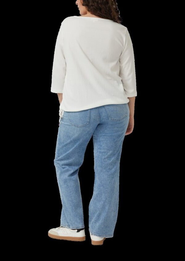 Strukturierte Shirt-Bluse mit U-Boot-Ausschnitt