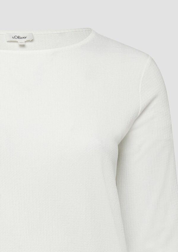 Strukturierte Shirt-Bluse mit U-Boot-Ausschnitt