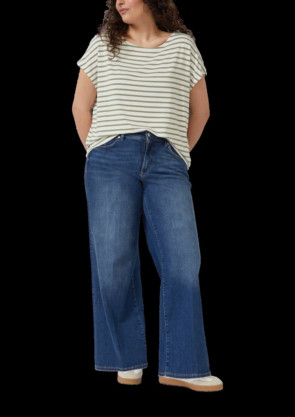 Fließendes Jersey-Shirt mit überschnittenen Schultern