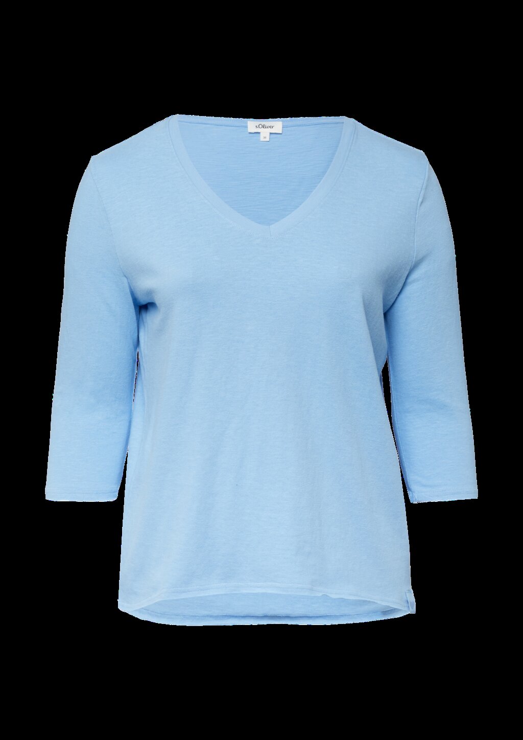 Jersey-T-Shirt mit Flammgarnstruktur und gerundetem Saum