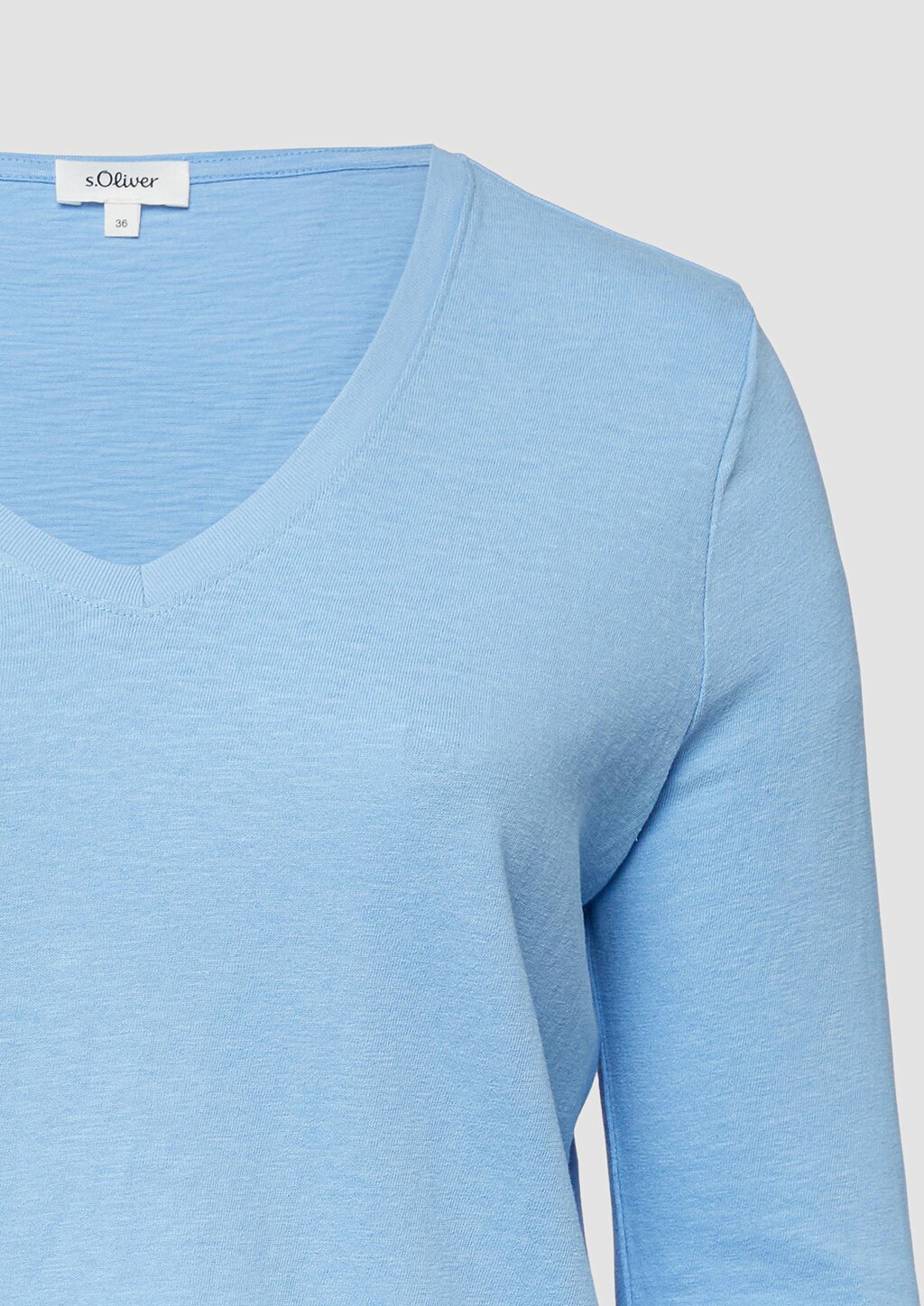 Jersey-T-Shirt mit Flammgarnstruktur und gerundetem Saum