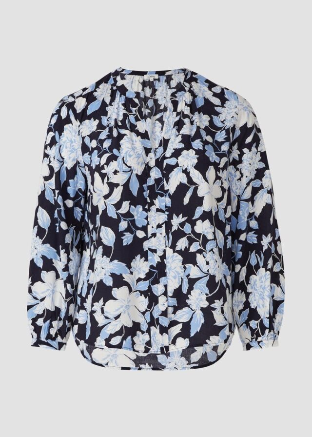 Fließende Viskose-Bluse mit All-over-Print