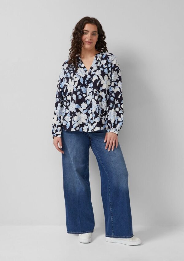 Fließende Viskose-Bluse mit All-over-Print