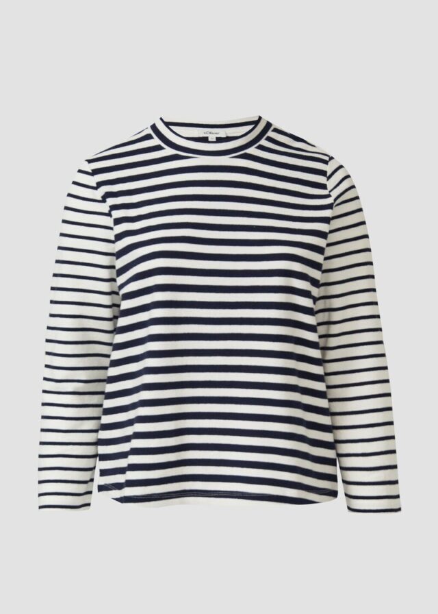 Verkürztes Jersey-Sweatshirt im Streifenmix