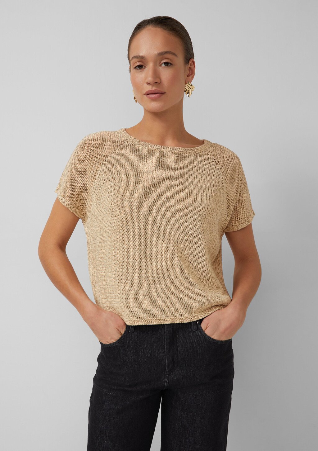 Ärmelloser Strickpullover im Relaxed Fit mit U-Boot-Ausschnitt