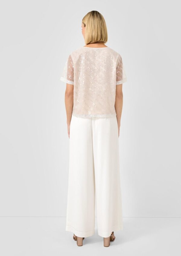 Glamouröse Mesh-Bluse mit Pailletten und Rundhalsausschnitt