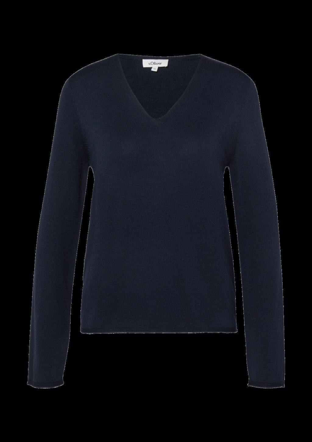 Feinstrickpullover mit V-Ausschnitt und Rollkante am Saum