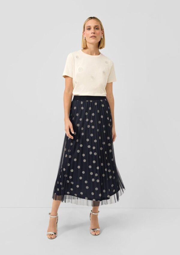 Plissierter Mesh-Midirock mit Jerseyfutter