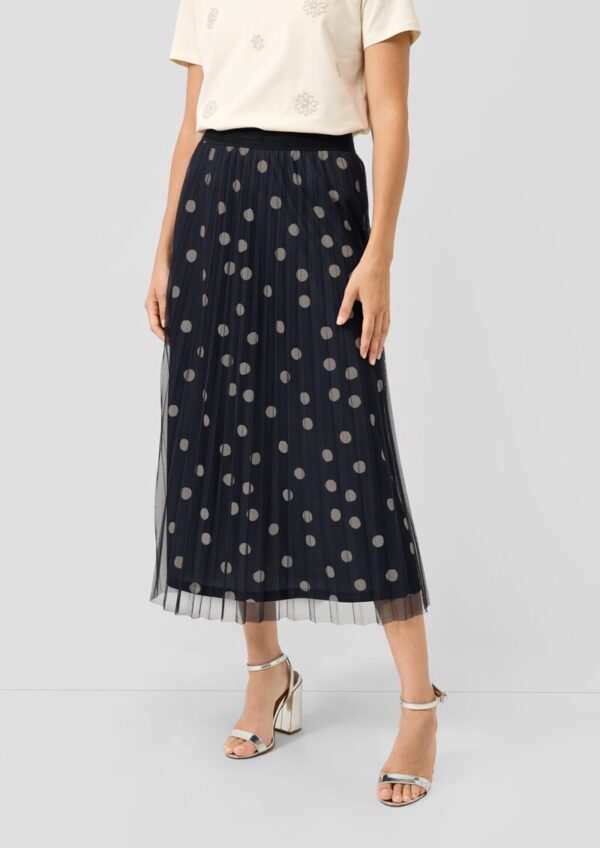 Plissierter Mesh-Midirock mit Jerseyfutter