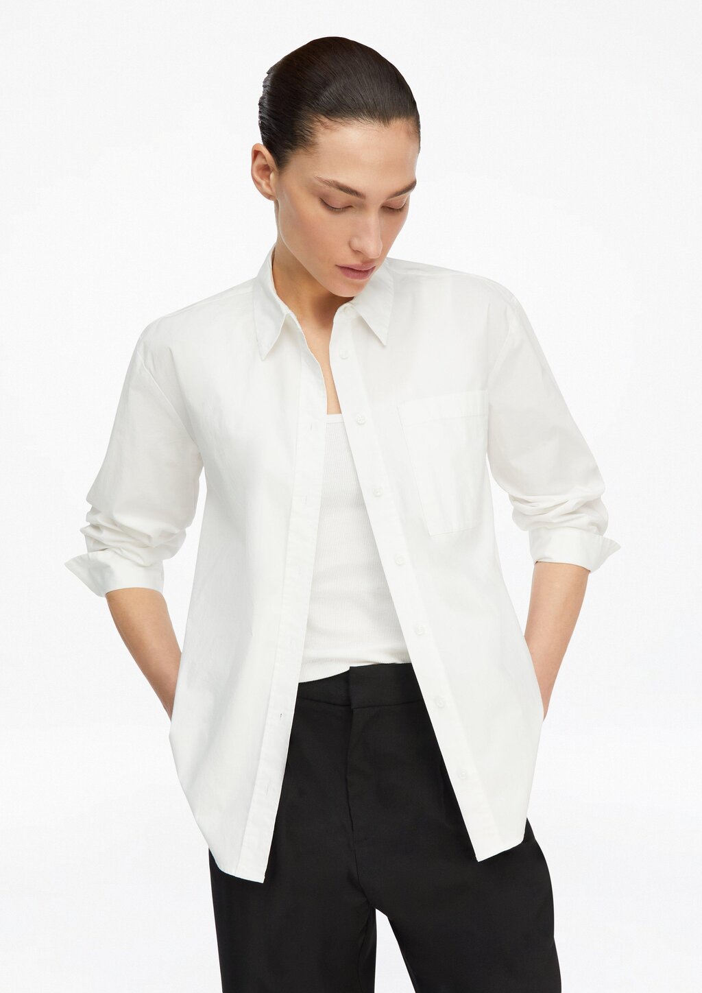 Lockere Hemdbluse aus Popeline