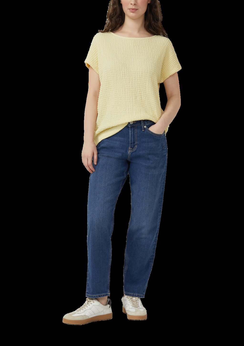 T-Shirt aus Strukturjersey mit überschnittenen Schultern