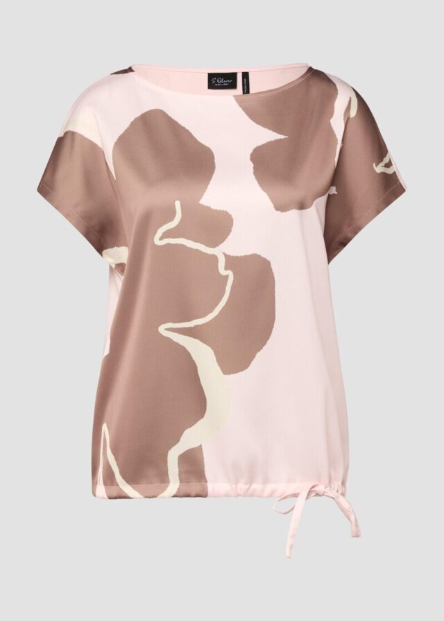 Ärmelloses Jersey-Shirt mit U-Boot-Ausschnitt und Frontprint