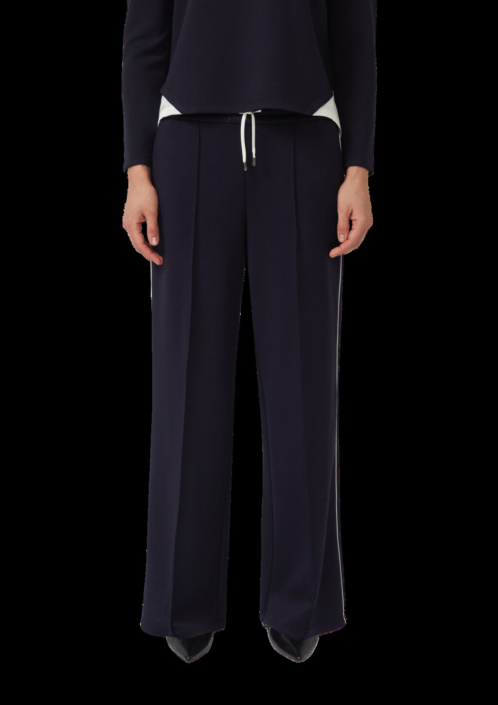 Wide-Leg-Hose aus Scuba mit Kontraststreifen