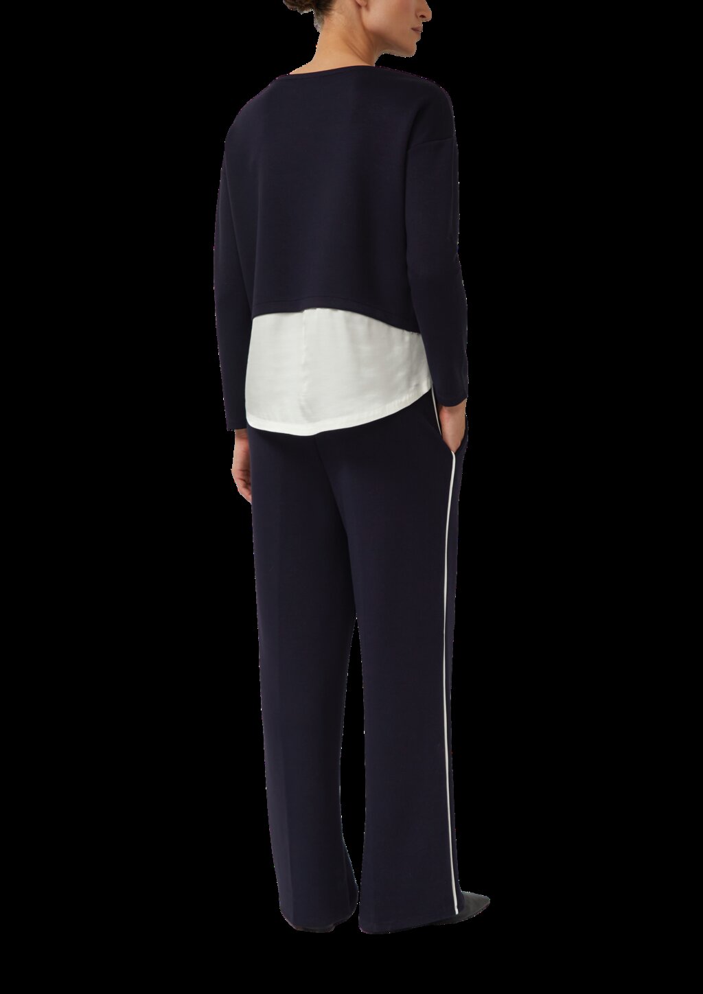 Wide-Leg-Hose aus Scuba mit Kontraststreifen