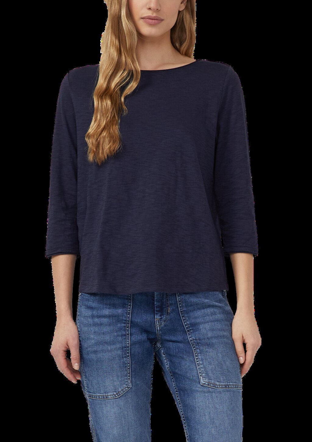 Shirt mit Flammgarnstruktur und 3/4-Ärmeln