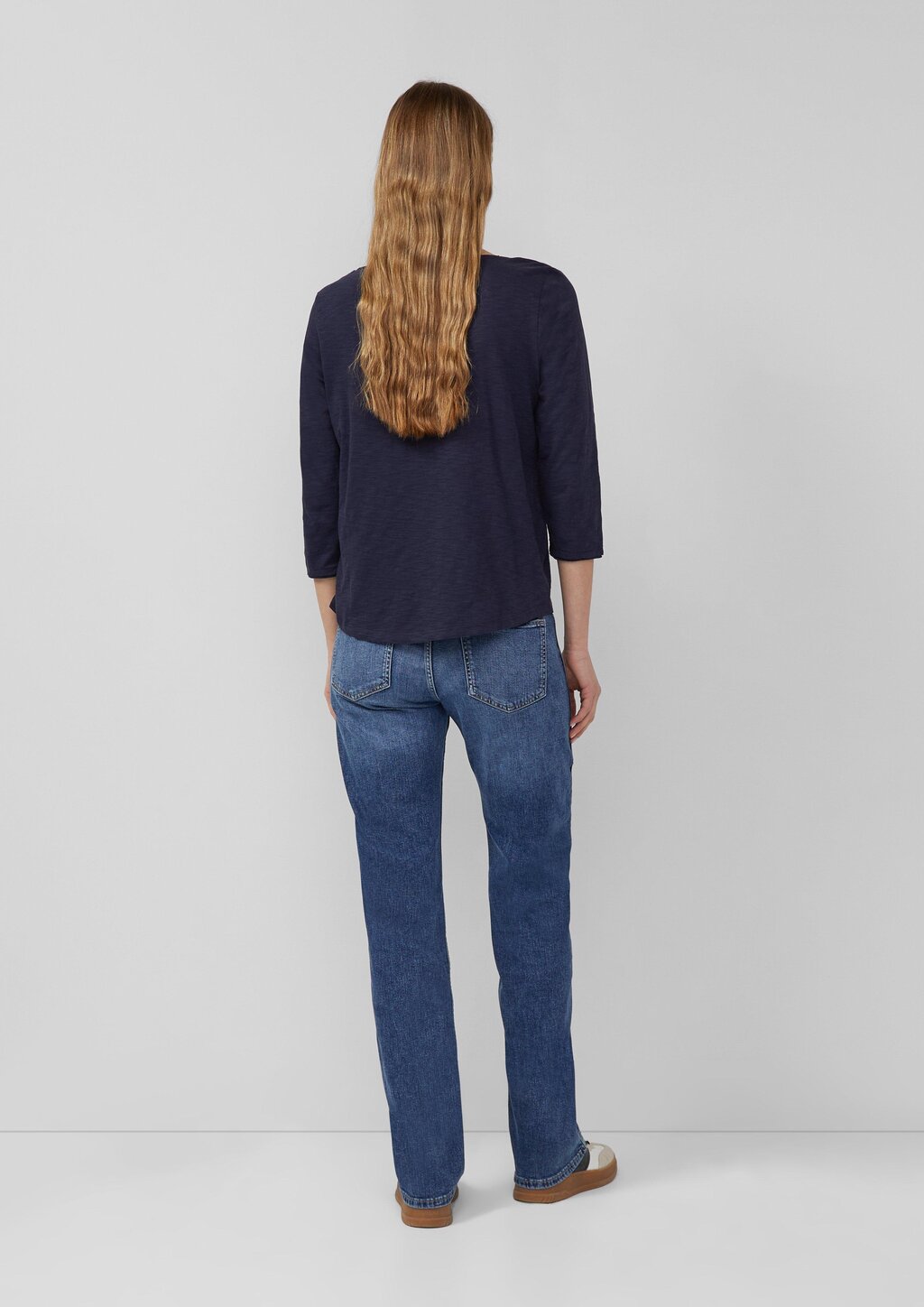 Shirt mit Flammgarnstruktur und 3/4-Ärmeln