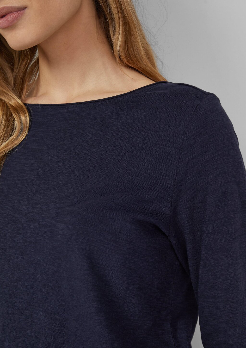 Shirt mit Flammgarnstruktur und 3/4-Ärmeln