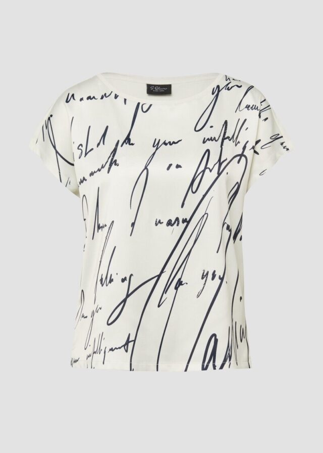 Blusenshirt mit Schriftprint und Strasssteinchen