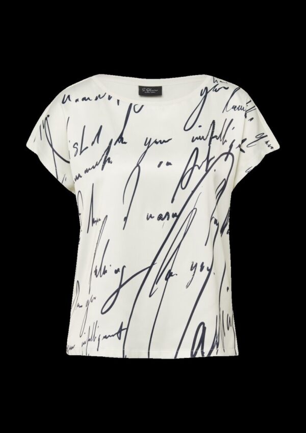 Blusenshirt mit Schriftprint und Strasssteinchen