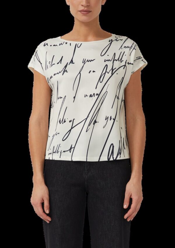 Blusenshirt mit Schriftprint und Strasssteinchen