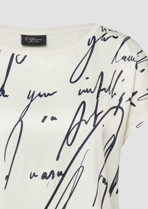 Blusenshirt mit Schriftprint und Strasssteinchen