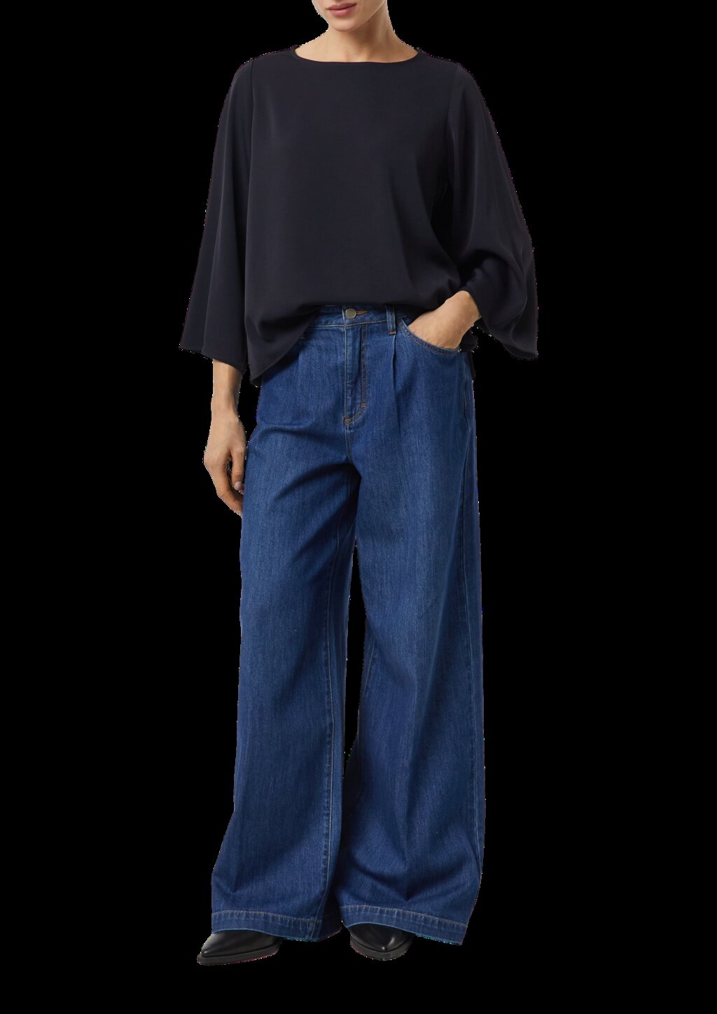 Fließende Bluse mit weitem Ärmel