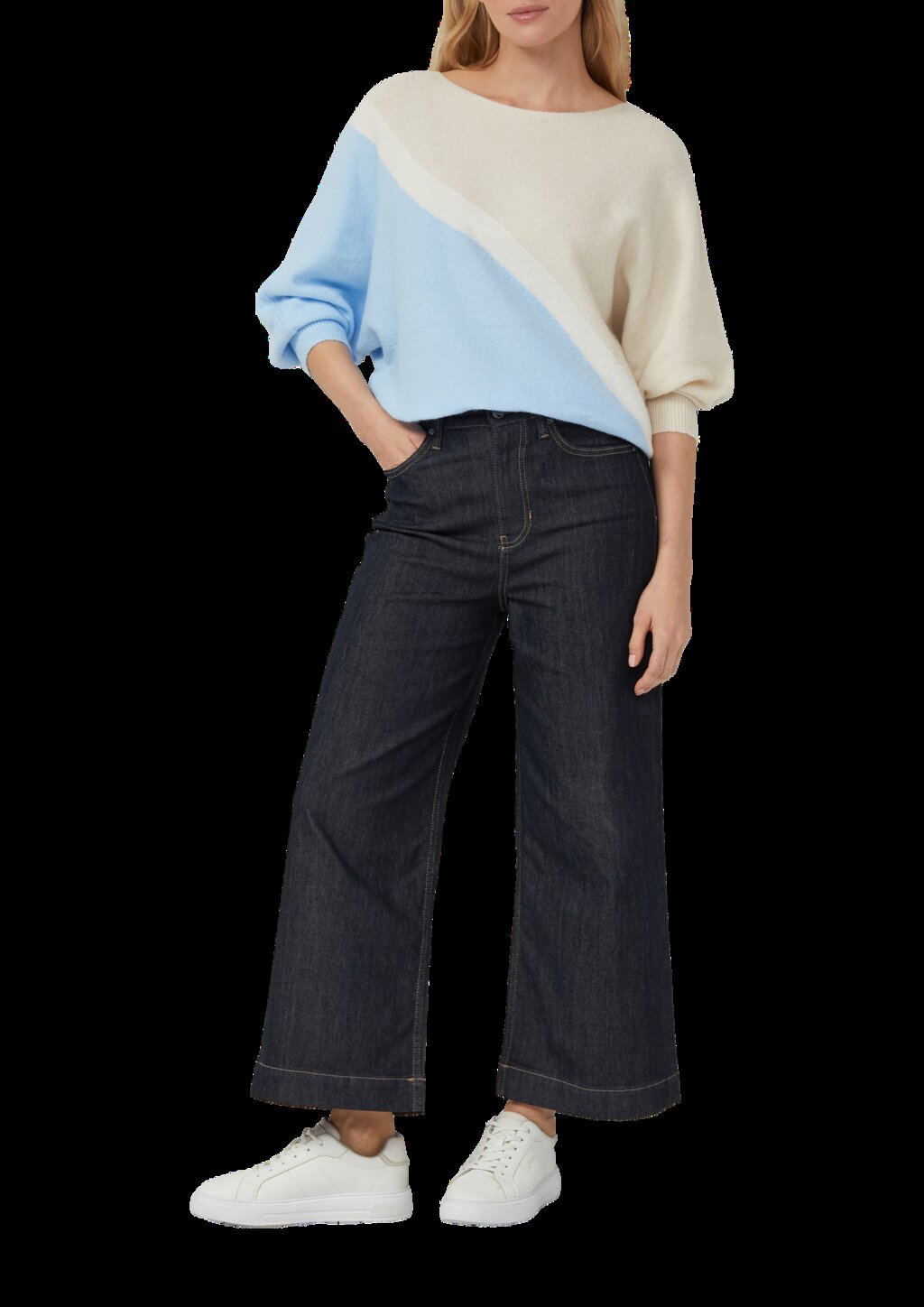 Feinstrickpullover mit Fledermausärmeln