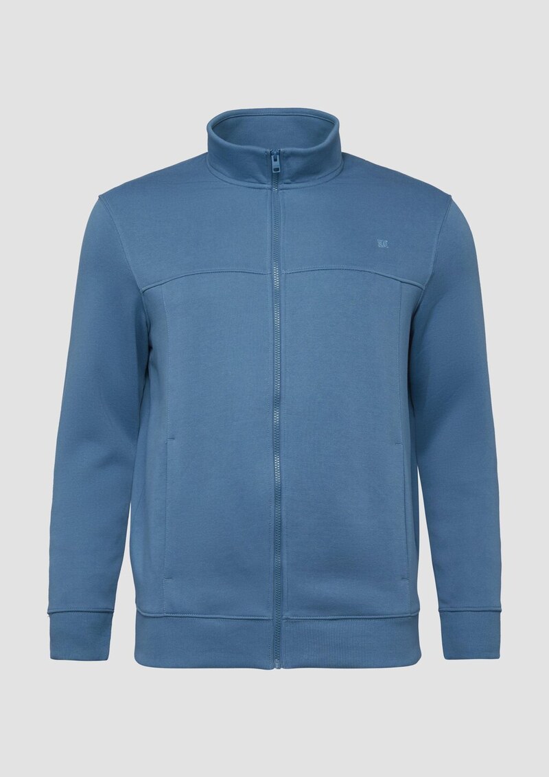 Sweatshirt-Jacke mit Stehkragen und Eingrifftaschen