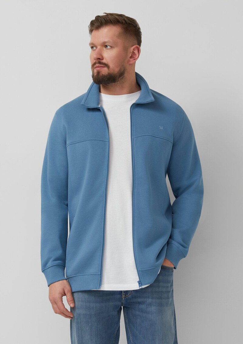 Sweatshirt-Jacke mit Stehkragen und Eingrifftaschen