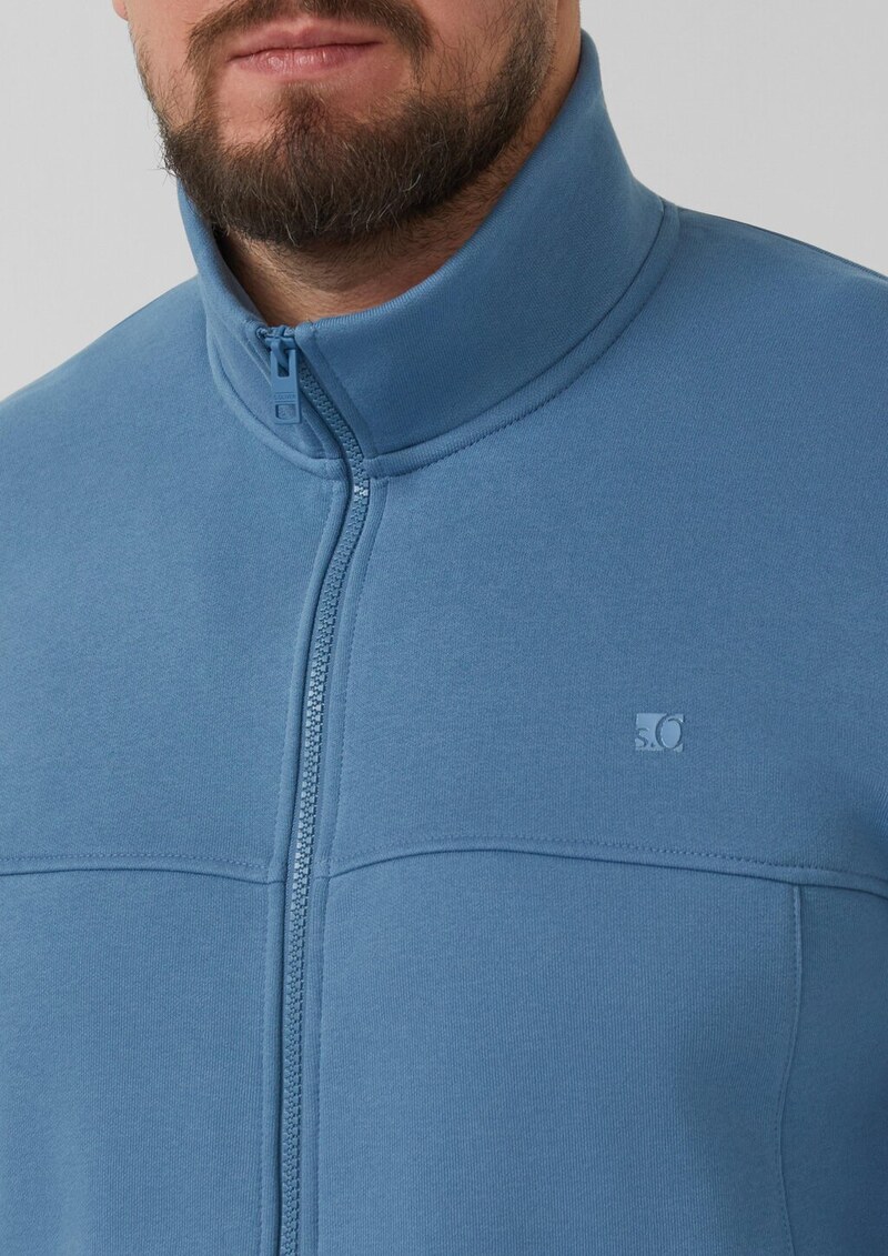 Sweatshirt-Jacke mit Stehkragen und Eingrifftaschen