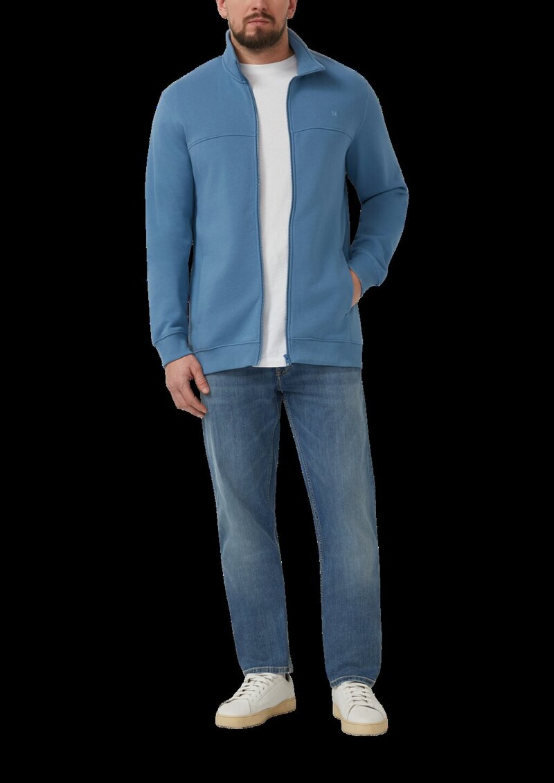 Sweatshirt-Jacke mit Stehkragen und Eingrifftaschen