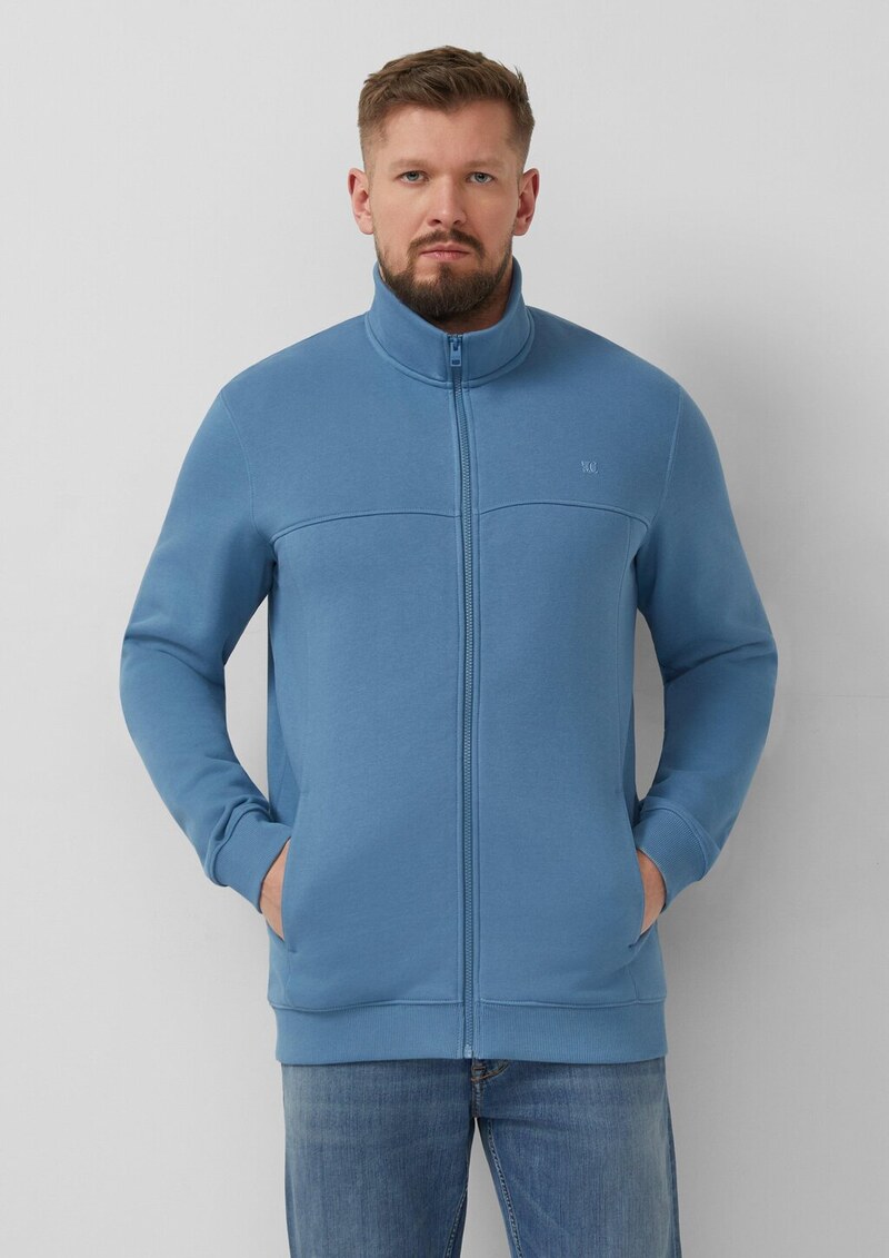 Sweatshirt-Jacke mit Stehkragen und Eingrifftaschen