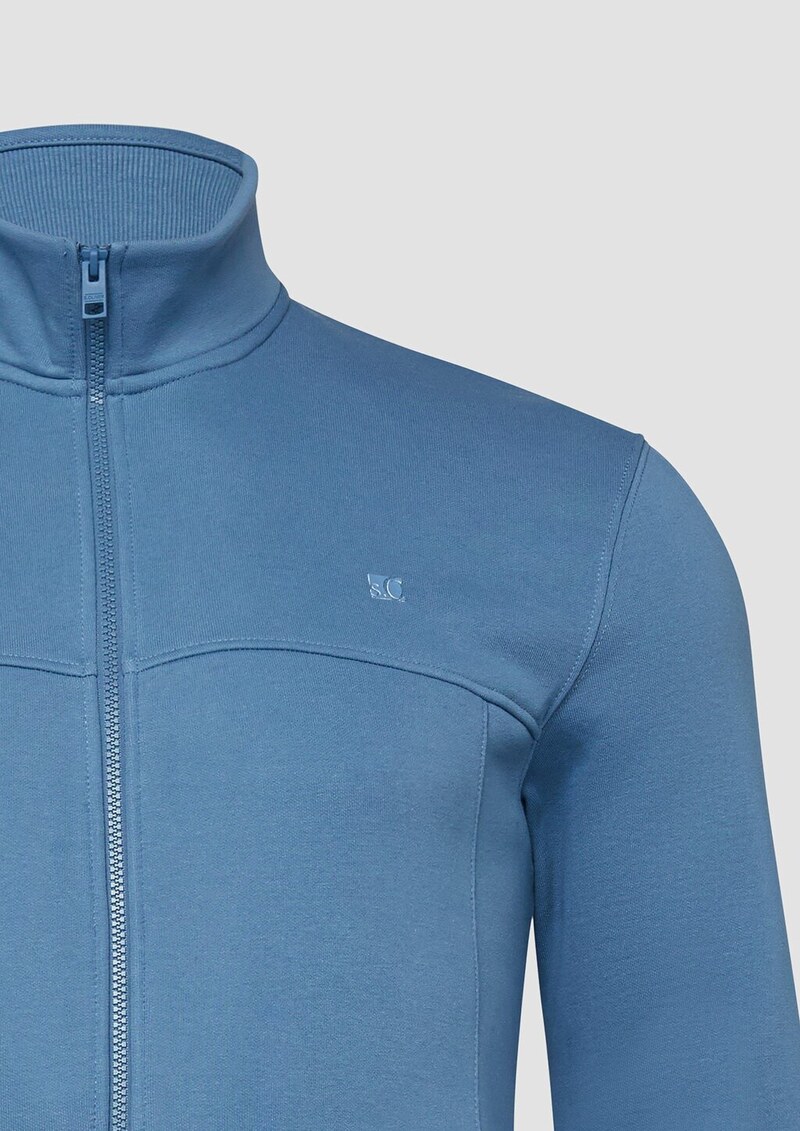 Sweatshirt-Jacke mit Stehkragen und Eingrifftaschen