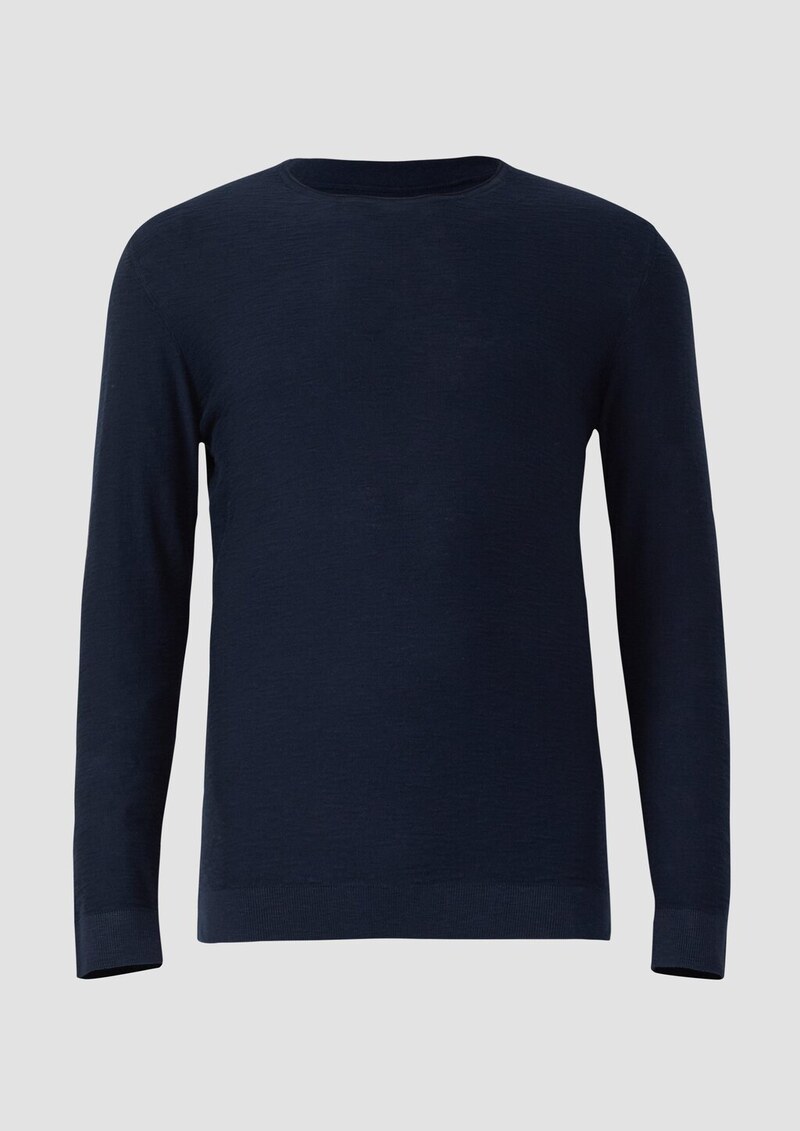 Strickpullover mit Flammgarnstruktur und Rollkante