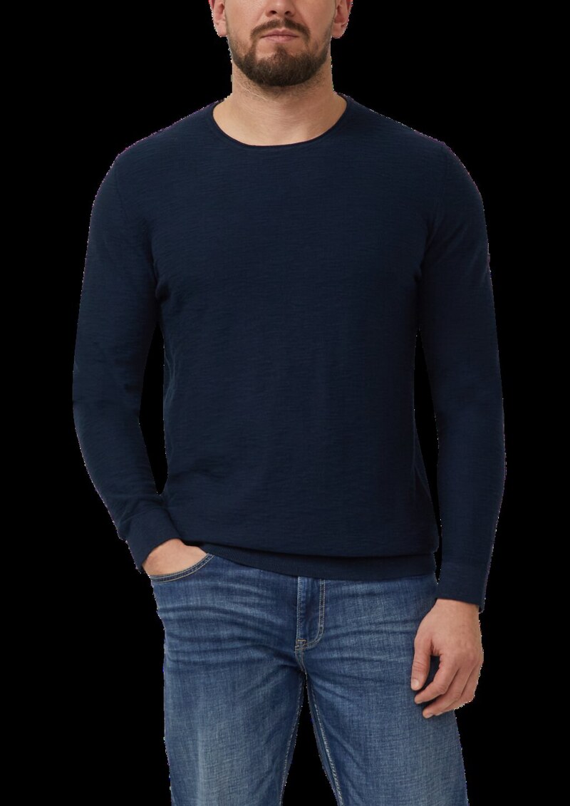 Strickpullover mit Flammgarnstruktur und Rollkante