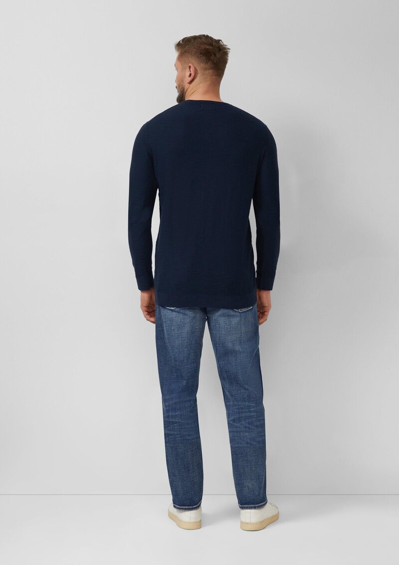 Strickpullover mit Flammgarnstruktur und Rollkante