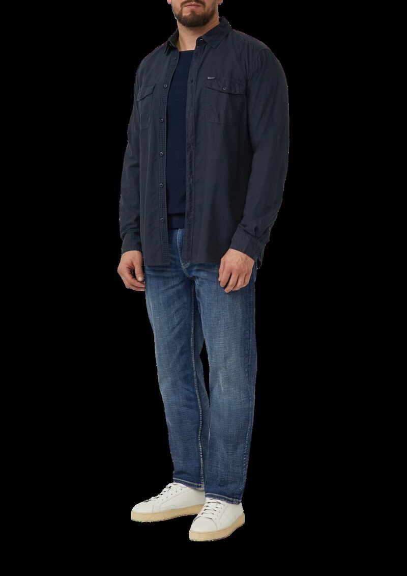 Strickpullover mit Flammgarnstruktur und Rollkante