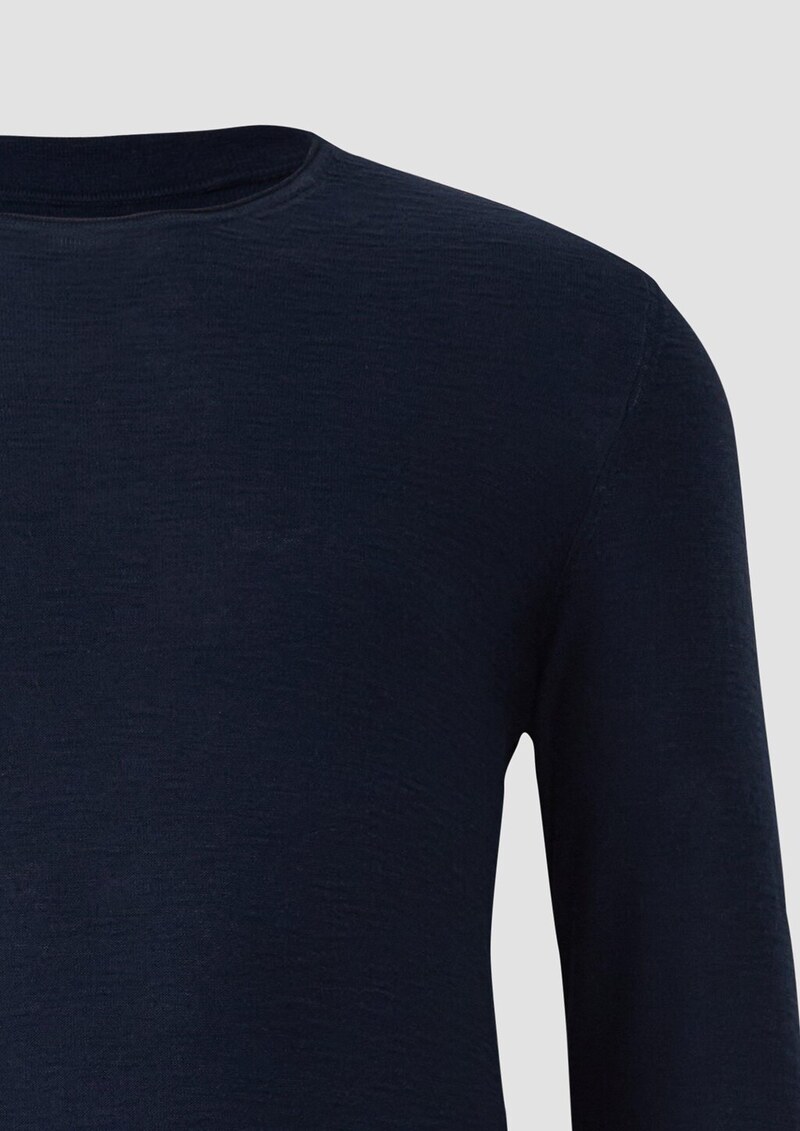 Strickpullover mit Flammgarnstruktur und Rollkante