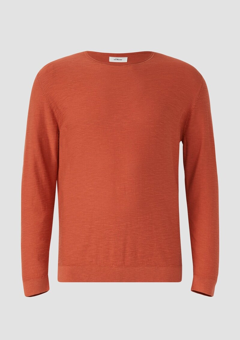 Strickpullover mit Flammgarnstruktur und Rollkante