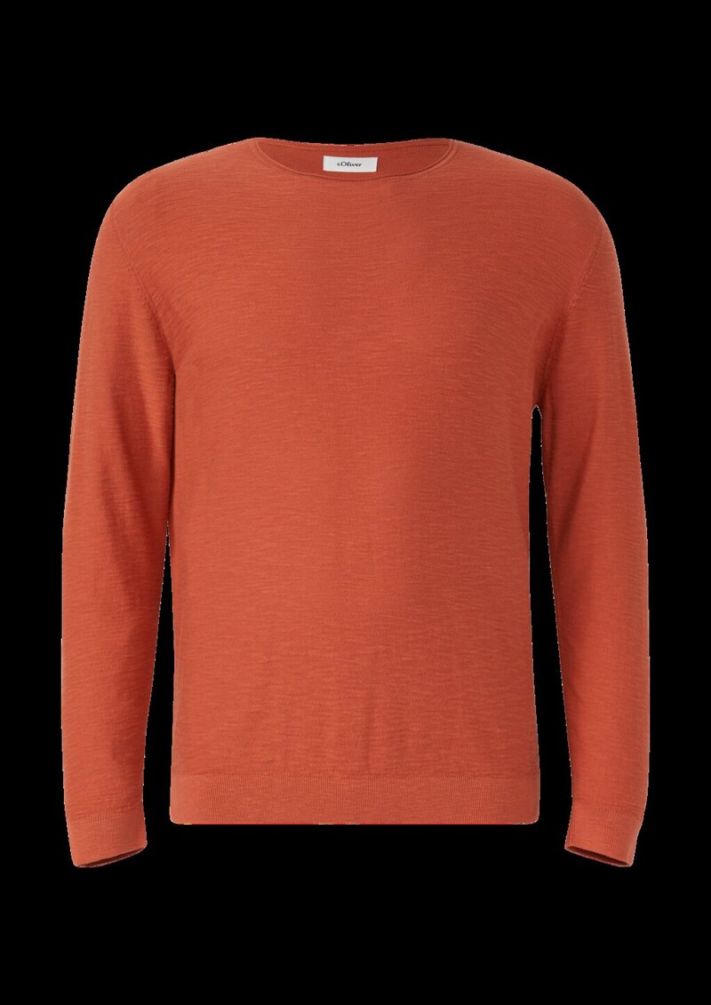 Strickpullover mit Flammgarnstruktur und Rollkante