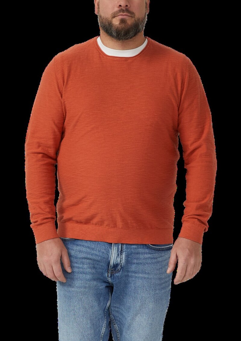 Strickpullover mit Flammgarnstruktur und Rollkante