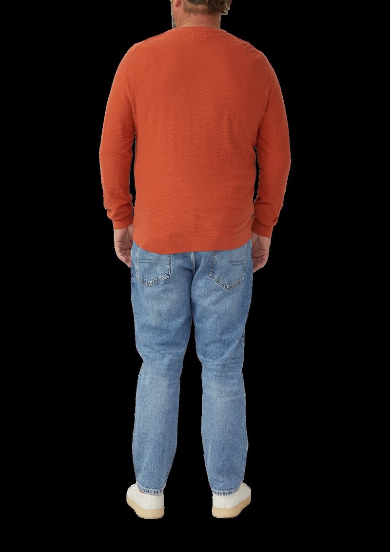 Strickpullover mit Flammgarnstruktur und Rollkante