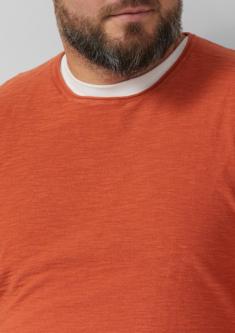 Strickpullover mit Flammgarnstruktur und Rollkante