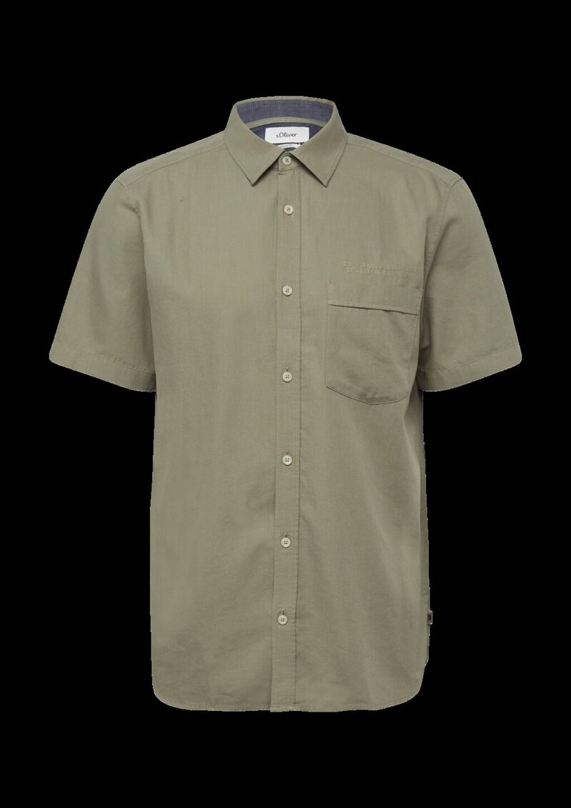 Regular Fit: Leichtes Kurzarmhemd mit Stickerei